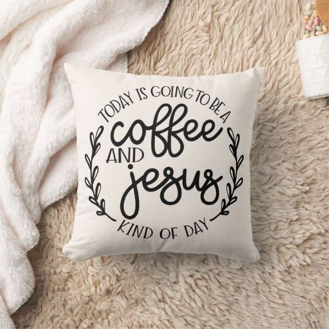 Idag kommer att bli en kaffe och Jesus Kudde (Filt)