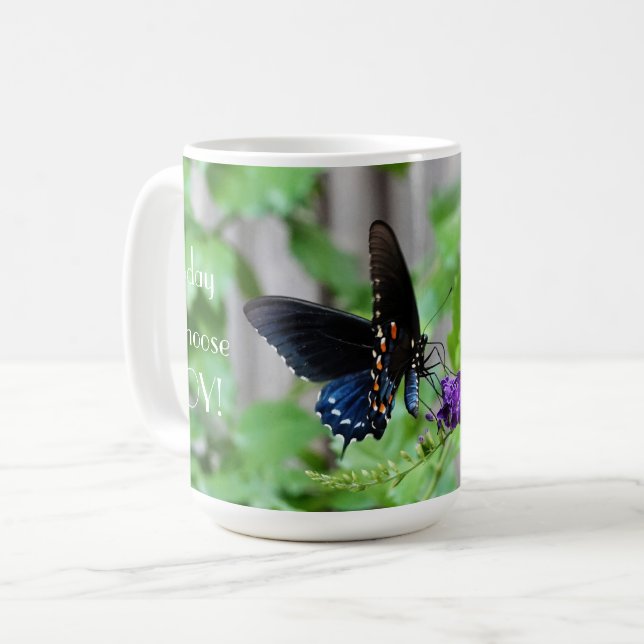 Idag väljer jag Joy, Söt Butterfly Kaffemugg (Framsida vänster)