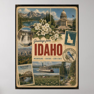 Idaho Äkta Vintage Stil Poster