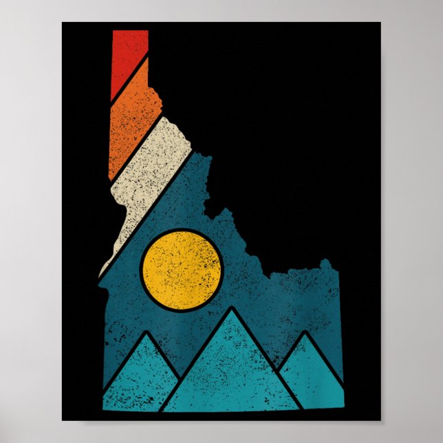 Idaho Antik Statskarta Berg Vandrare Camping  Poster (Framsidan)
