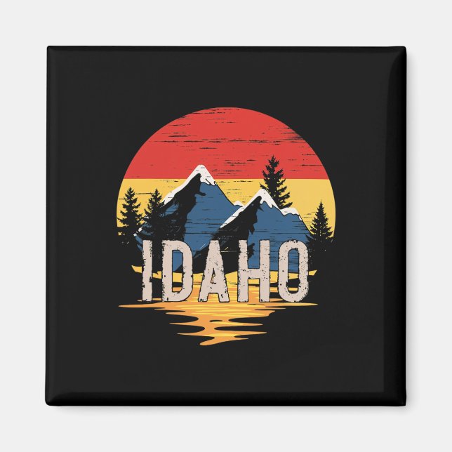 Idaho Bergs Solnedgång Idaho Utomhus Retro  Magnet (Framsidan)