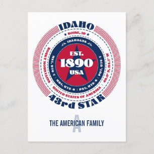 Idaho, Boise, ID, Patriotic, Monogram Vykort