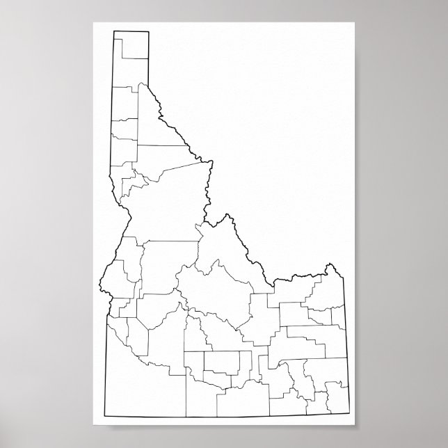 Idaho Countys Blank Outline Karta Poster (Framsidan)