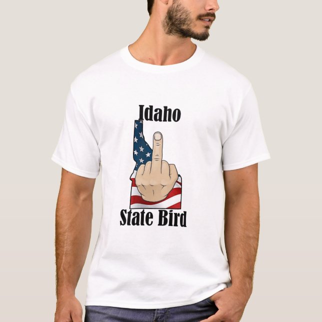 Idaho-delfågel t-shirt mitten finger flagga (Framsida)