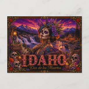 Idaho Día de los Muertos Retro Vykort