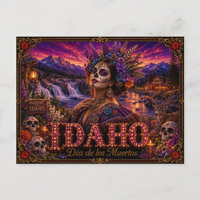 Idaho Día de los Muertos Retro Vykort (Framsida)