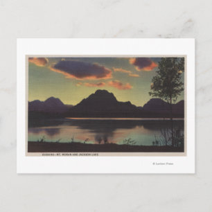 Idaho - Dusk View of Mt. Moran & Jackson Sjö Vykort