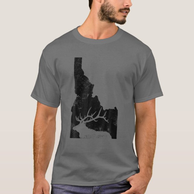 Idaho Elk Hunting Funny USA Statligt ID Hunter Gif T Shirt (Framsida)