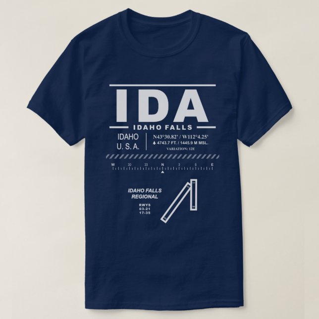 Idaho Falls Regional Airport IDA T Shirt (Design framsida)