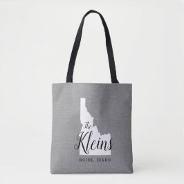 Idaho Family Monogram State Tote Bag Tygkasse