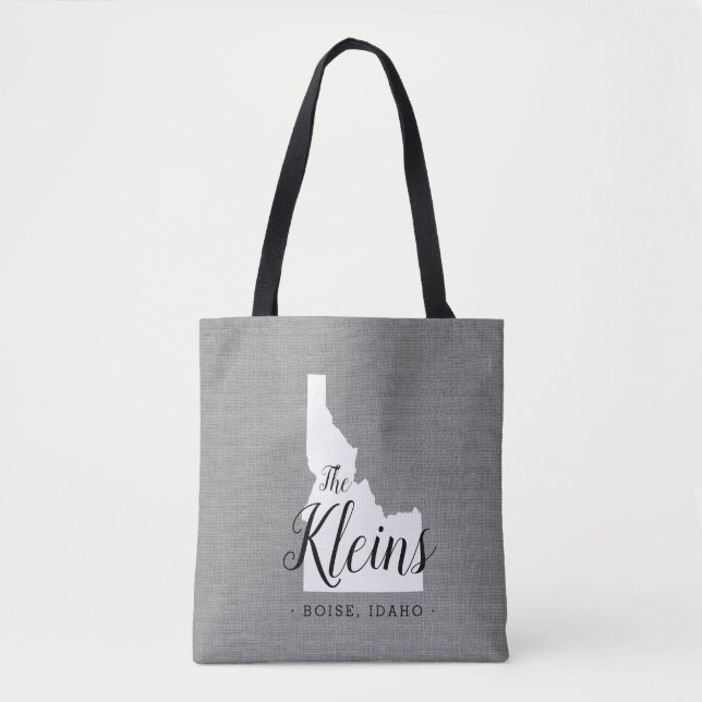 Idaho Family Monogram State Tote Bag Tygkasse (Framsida)