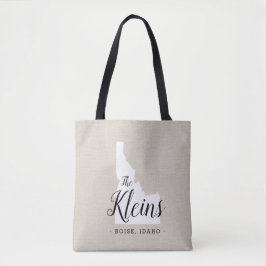 Idaho Family Monogram State Tote Bag Tygkasse