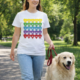 Idaho Färgglada Hjärtan Mönster T Shirt