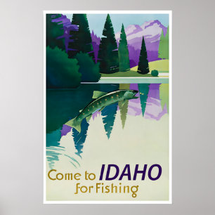 Idaho Fiskeposter Resekonst Pacific Northwest Poster