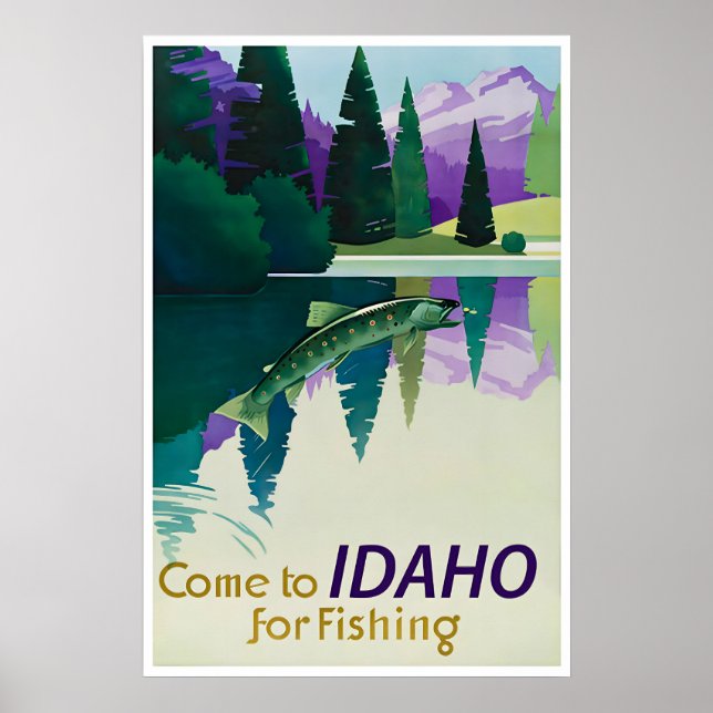 Idaho Fiskeposter Resekonst Pacific Northwest Poster (Framsidan)
