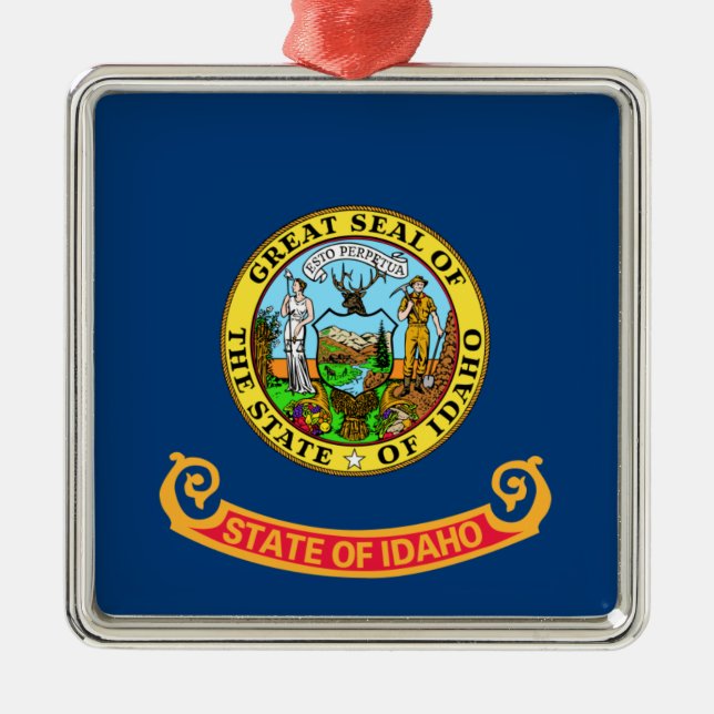 Idaho Flagga, delstaten Gem, amerikanska stater Julgransprydnad Metall (Framsidan)