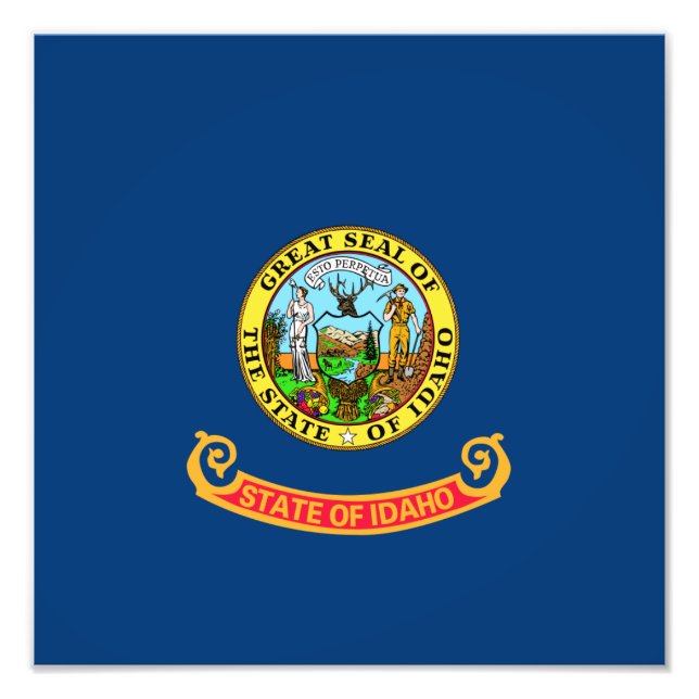 Idaho Flagga: delstaten Gem, Västern America Mount Fototryck (Framsidan)