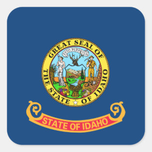 Idaho Flagga: delstaten Gem, Västern America Mount Fyrkantigt Klistermärke