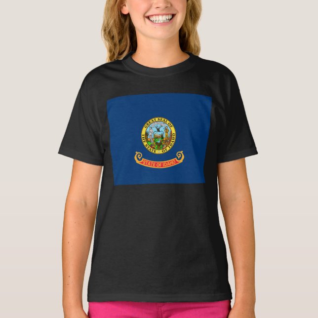 Idaho Flagga: delstaten Gem, Västern America Mount T Shirt (Framsida)