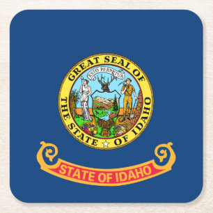Idaho Flagga: Juvelstaten, Amerika Mountain West Underlägg Papper Kvadrat