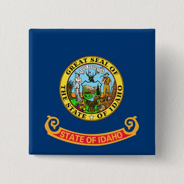 Idaho Flagga: the Gem State, America Mountain West Knapp (Framsida)