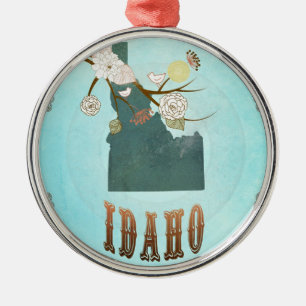 Idaho för modern vintage statlig karta - Aquablå Julgransprydnad Metall