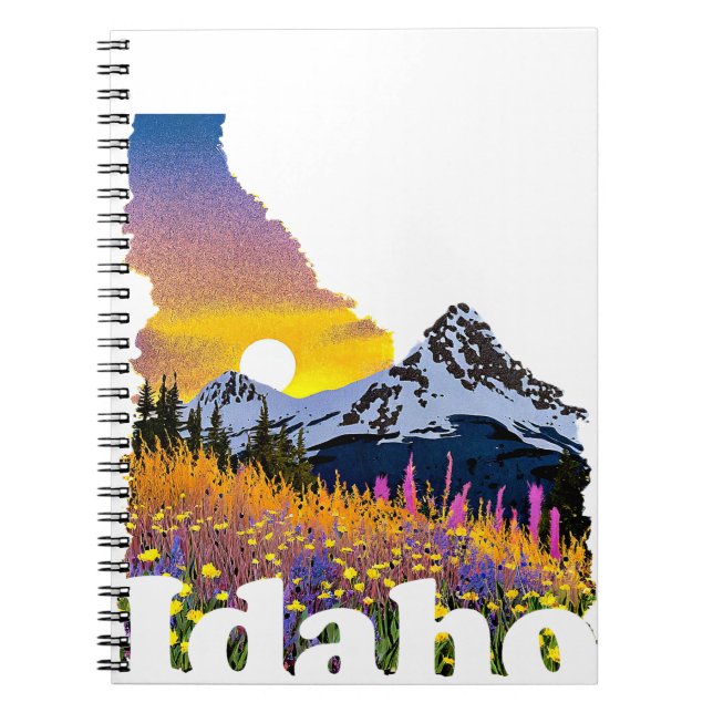 Idaho-form med berg och vilda blommor anteckningsbok (Framsidan)