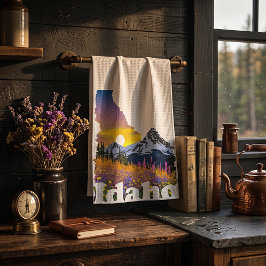Idaho-form med berg och vilda blommor kökshandduk