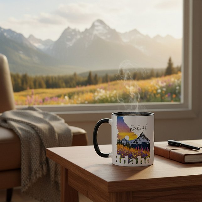 Idaho-form med berg och vilda blommor mugg (Skapare uppladdad)