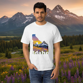 Idaho-form med berg och vilda blommor t shirt