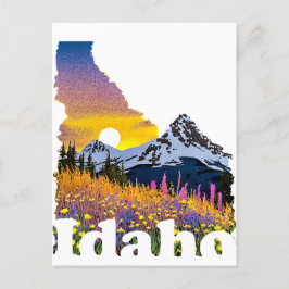 Idaho-form med berg och vilda blommor vykort