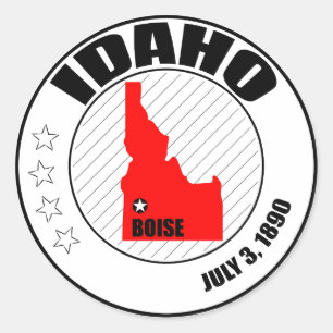 Idaho Frimärke Runt Klistermärke