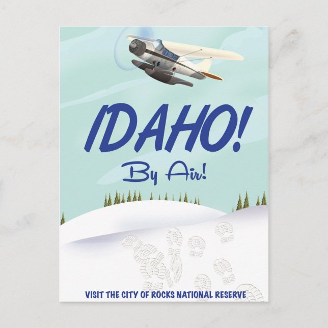 Idaho! Gammal reseaffisch kartong Vykort (Framsida)