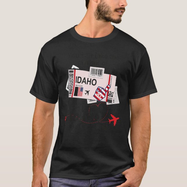 Idaho Girl Idaho Boarding Pass T Shirt (Framsida)