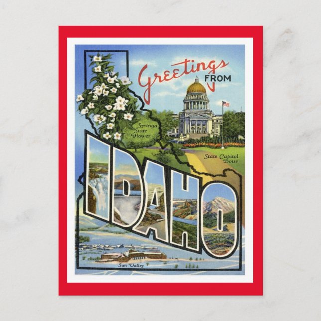 Idaho Hälsning från USA Stater Vykort (Framsida)