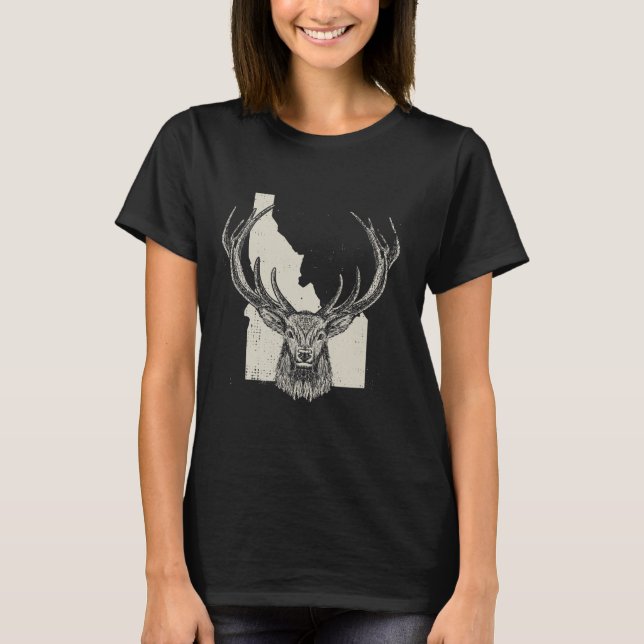 Idaho Hjort Hunting Idaho Hjort Mountain T Shirt (Framsida)