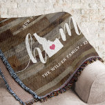 Idaho Home State Personlig Rustic Wood look Filt<br><div class="desc">Visa lite stolthet över hemmet med den här söta, rustiska träplattan som innehåller "hem" i vita kalligrafskript med en silhuett karta från delstaten Idaho som står i brev "O". En rosa hjärtillustration inuti det statliga karta kompletterar designen. Du kan ändra hjärtans position till din hemstad genom att öppna designen verktyg...</div>