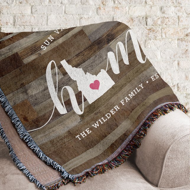 Idaho Home State Personlig Rustic Wood look Filt (Skapare uppladdad)