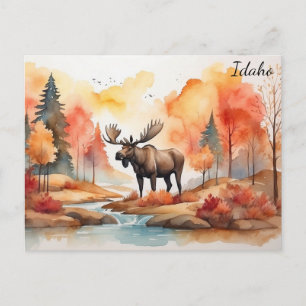 Idaho höst natur akvarell älg resa vykort