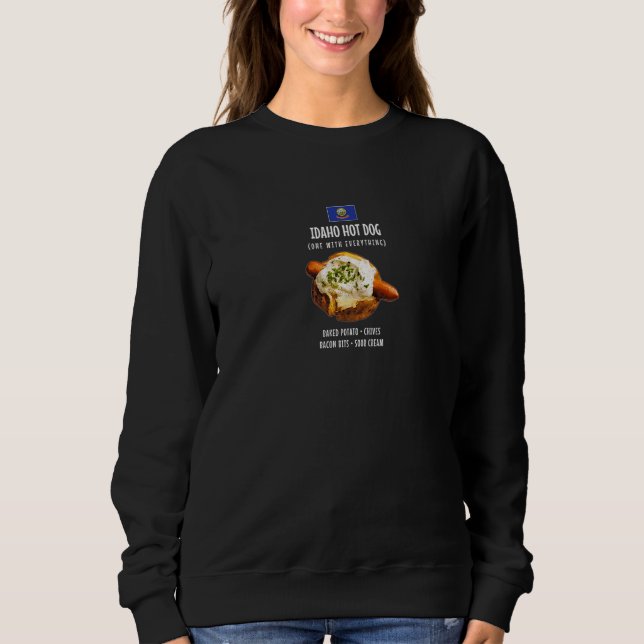 Idaho Hot Dog Baked Potatis Snittlök Bacon Bits Sy T Shirt (Framsida)
