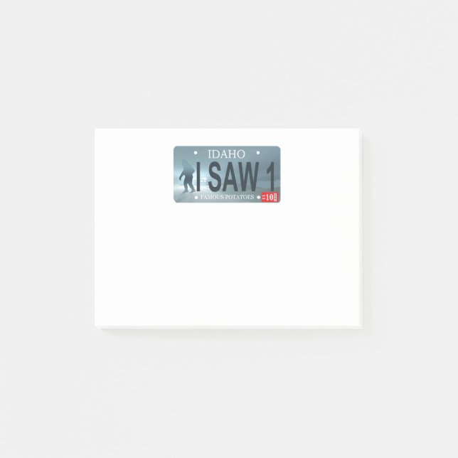 Idaho "I Saw 1" Sasquatch License Plate Post-it Block (Framsida)