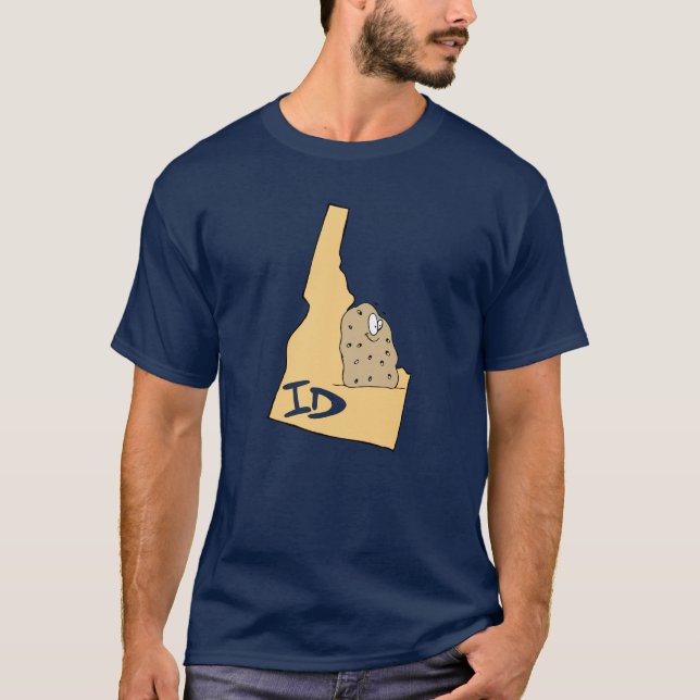 Idaho ID Karta & Idaho Potato Spud Tecknad Motto B T Shirt (Framsida)