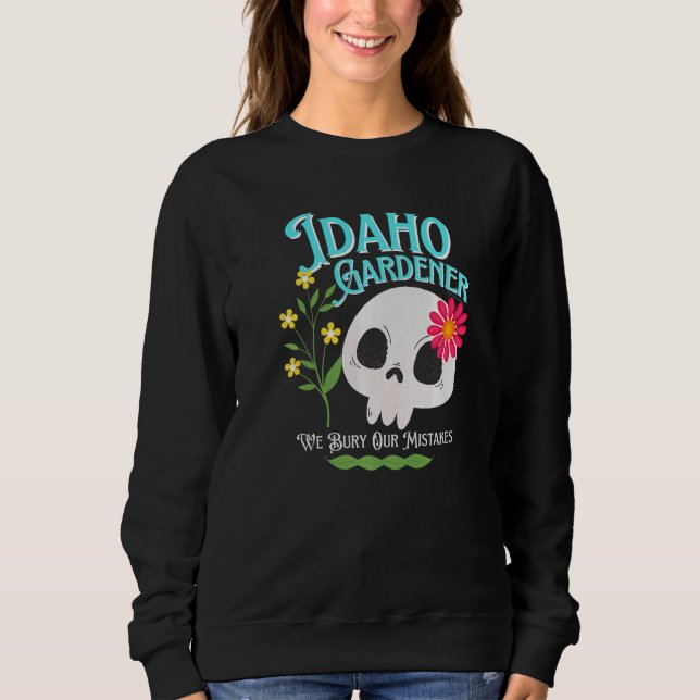 Idaho Id State Rebellious Gardener Cute Skull Flow T Shirt (Framsida)