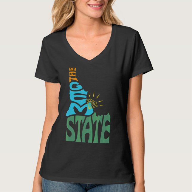 Idaho ID USA State Shape Motto T Shirt (Framsida)