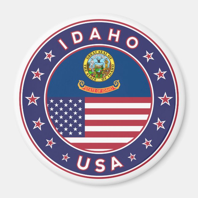 Idaho, Idaho USA, Idaho-dekalen Magnet (Framsidan)