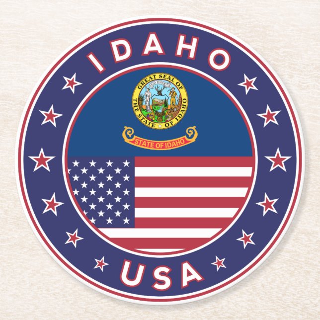 Idaho, Idaho USA, Idaho sticker Underlägg Papper Rund (Framsidan)