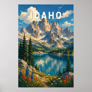 Idaho Illustrativ Resa Konst Vintage Poster