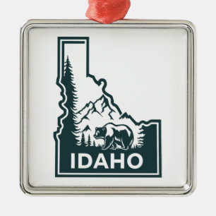 Idaho Karta Bear Julgransprydnad Metall