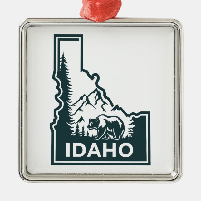 Idaho Karta Bear Julgransprydnad Metall (Framsidan)