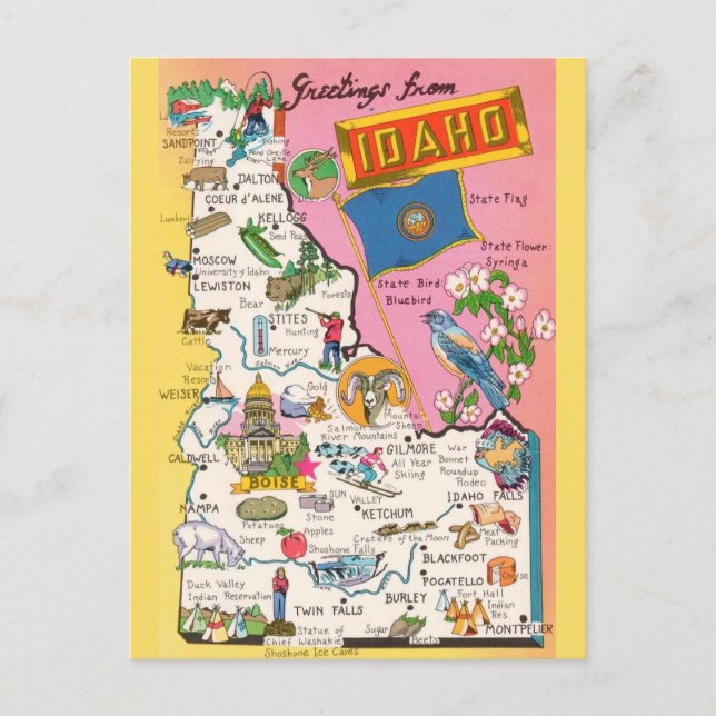Idaho Karta Flytta Announcement Postcard Vykort (Framsida)